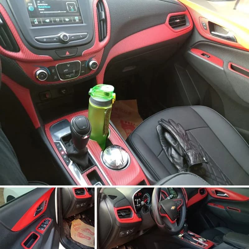 Autocollants en Fiber de carbone pour Chevrolet Equinox, panneau de commande Central intérieur, poignée de porte, décalcomanies, accessoire de style automobile
