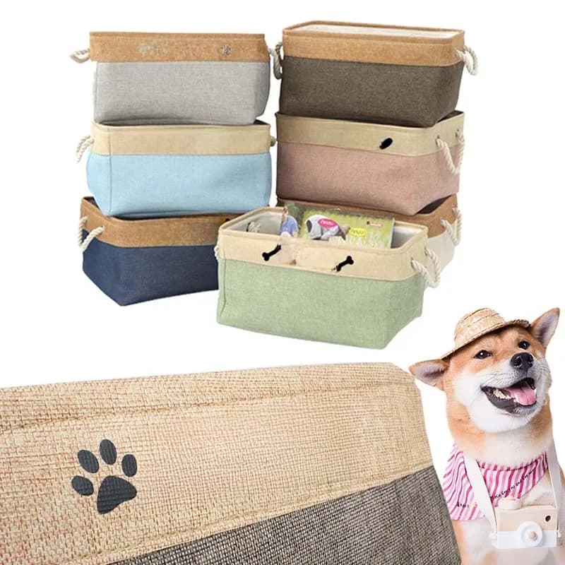 Panier de rangement de jouets pour animaux de compagnie, panier à vêtements personnalisé avec nom de chien, boîte pliable en toile à faire soi-même, identification imprimée gratuite, accessoires pour