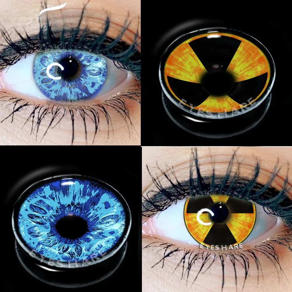 EYESHARE-Lentilles de Contact Colorées pour les Yeux, Cosplay, Dessin Animé, Bleu, Jaune, Halloween, Maquillage de miles