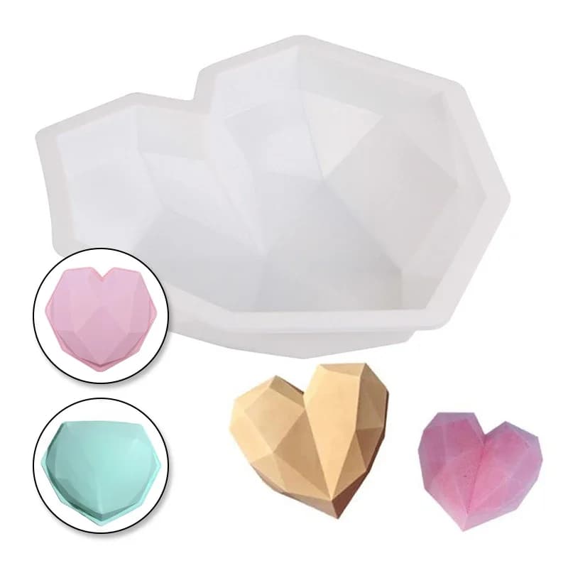 Grand diamant coeur Silicone moule grand amour coeur gâteau Fondant bricolage moule gâteaux Mousse chocolat décoration outils savon moules