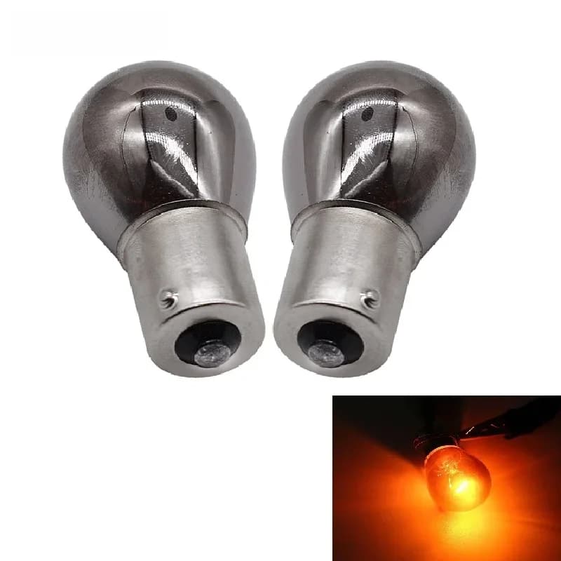 2 pièces BA15S 1156 581 bau15s PY21W Chrome argent ambre ampoules d'indicateur arrière clignotant feu stop arrière 12V ampoules de feu de stationnement
