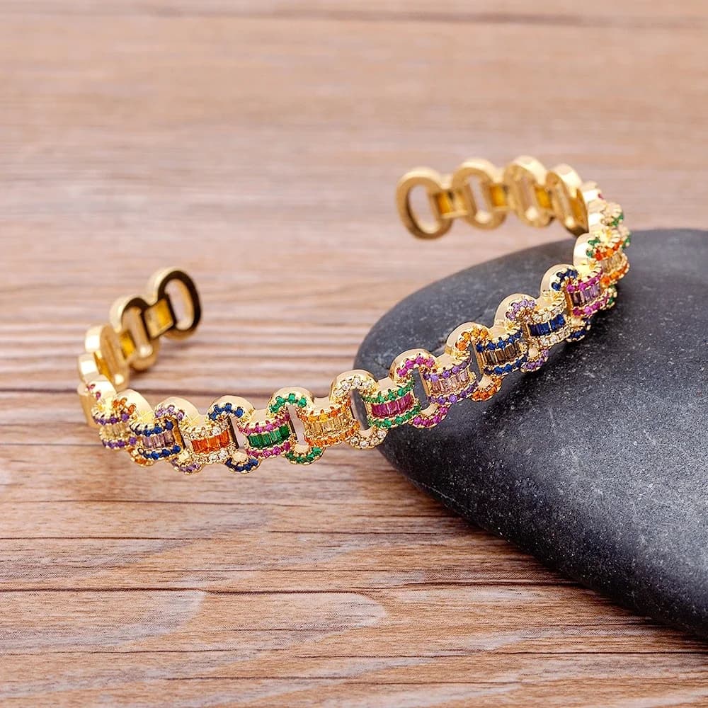 Nidin nouveau Design de mode marque de luxe manchette Bracelets à la mode cuivre cubique zircone Bracelets pour femme fête anniversaire bijoux cadeau