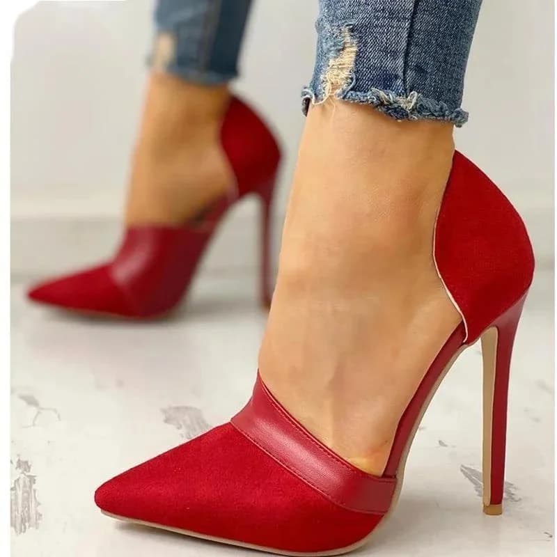 Escarpins à talons aiguilles pour dames, chaussures à talons hauts minces, chaussures pointues, toboggans Léopard Mars, robe de soirée, rouge, sexy, printemps