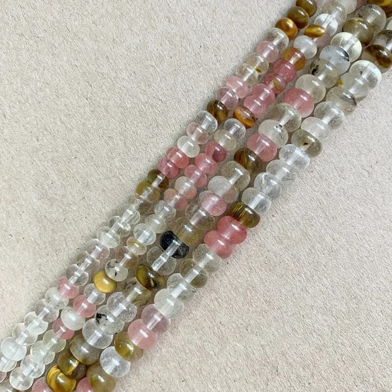 Perles Rondelles Lisses en Pierre Naturelle Mixte, aucun Quartz, 7 Pouces, 4x6, 5x8mm, Taille au Choix, pour Bijoux de Bureau, Bricolage