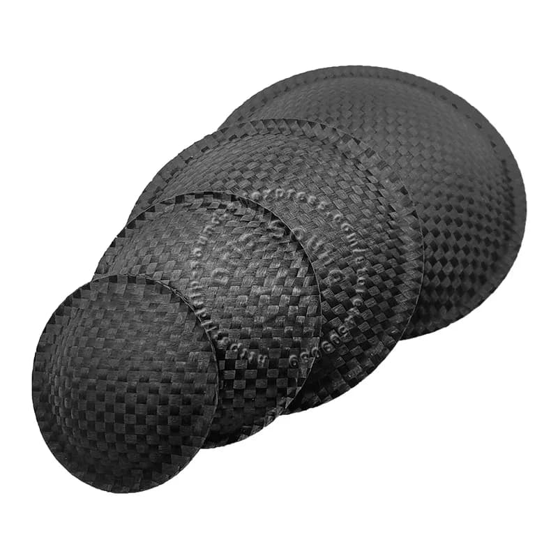 2 pièces de protection anti-poussière en fibre de carbone pour haut-parleur et subwoofer, diamètres 35/43/55/64/74/83/92/105/115mm, pièces de réparation pour haut-parleur