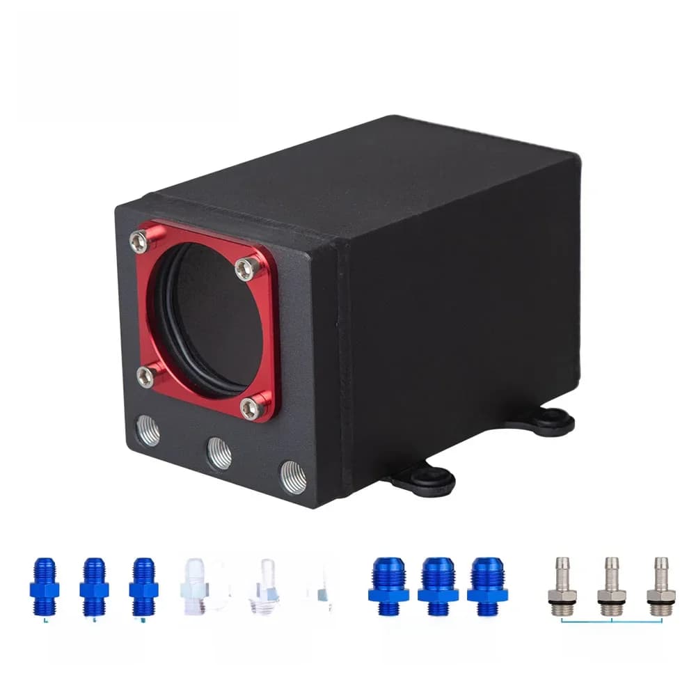 Réservoir de pompe à carburant externe 044 de 60mm, billette noire de course, capture d'huile en aluminium, réservoir de surtension de carburant unique AN6 AN8 AN10 8MM OCT-1115-BK