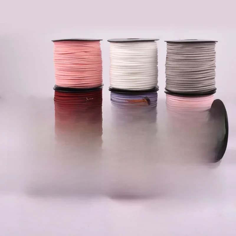 Cordon tressé plat en faux daim 3 mm, 100 yards/lot, en velours coréen, fil de cuir fait main, pour bijoux DIY, chaussures, cordes