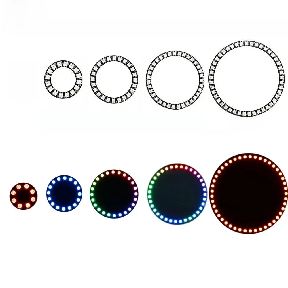 Anneau LED WS2812b adressable 8/16/24/35/45 LED, anneau de diodes LED RGB 5050 avec circuit intégré de couleur