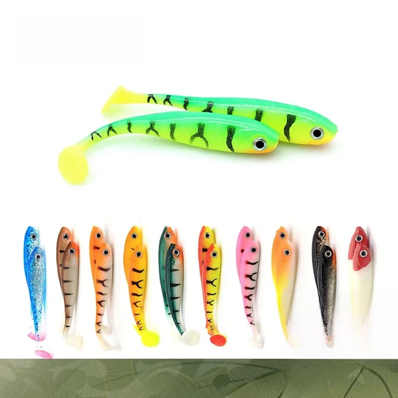 Chinook SoftBait leurre queue de pagaie queue d'ombrage 65mm 5 pièces appât de poisson en plastique souple en Silicone avec tête de gabarit Texas et Wacky Ho