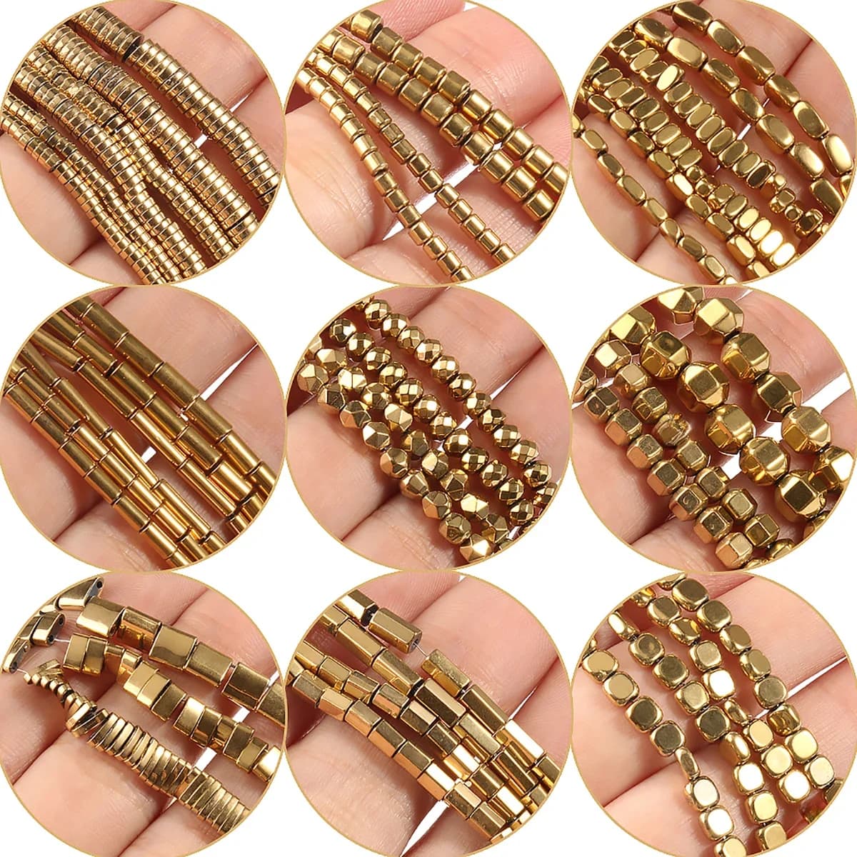 Perles d'hématite de couleur plaquée or, pierre naturelle, perles géométriques irrégulières pour la fabrication de bijoux à bricoler soi-même, choix multi-styles