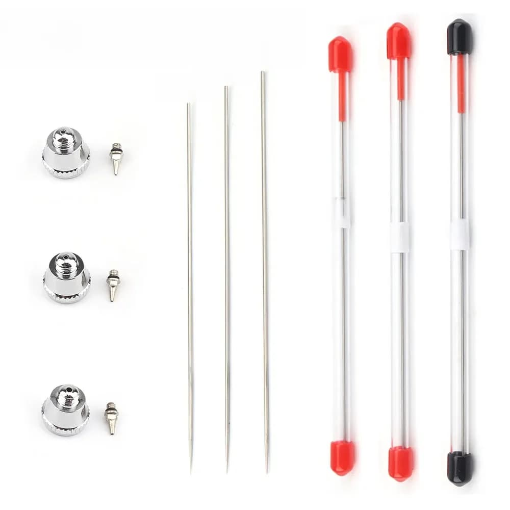 Buse d'aérographe 0.2/0.3/0.5mm, pistolet de pulvérisation de peinture, pièces de rechange avec Kit d'outils de nettoyage et de réparation