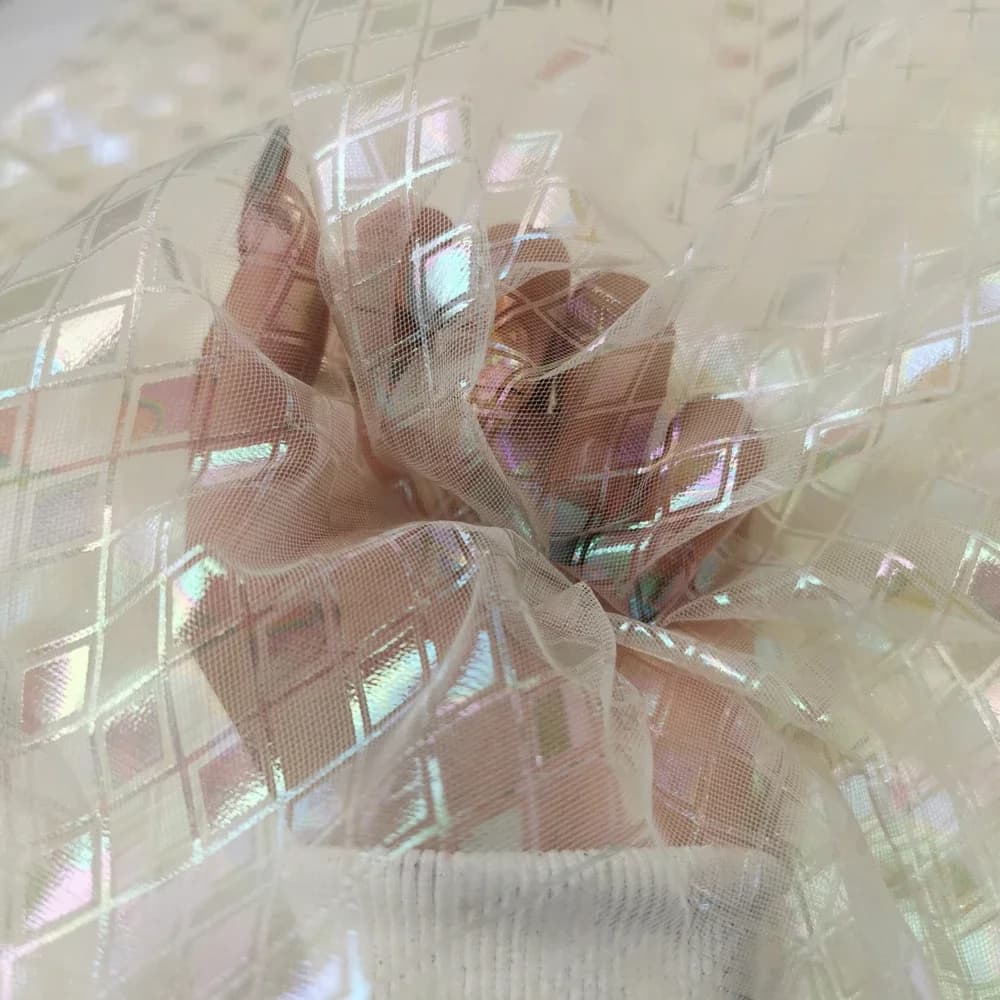 Tulle irisé à motif de diamant, tissu à mailles souples pour filles, vêtements pour femmes, matériel de couture pour fête d'anniversaire et de mariage, 1M