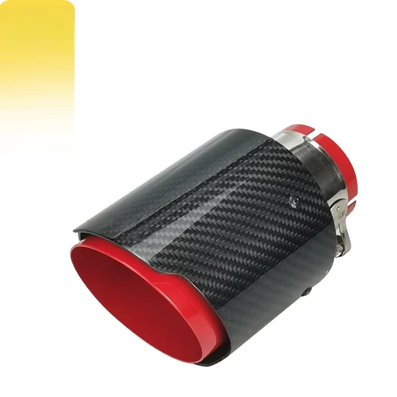Embout de silencieux d'échappement universel, tube rouge, brillant, noir, carbone, bord droit, 1 pièce