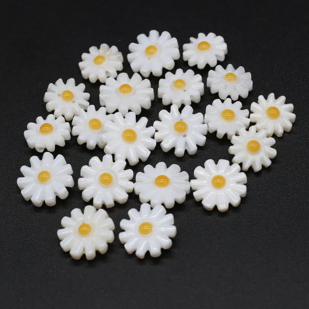10 pièces 10/12mm marguerite naturelle tournesol coupe nacre coquille perles pour bricolage fabrication de bijoux artisanat Bracelet collier accessoires