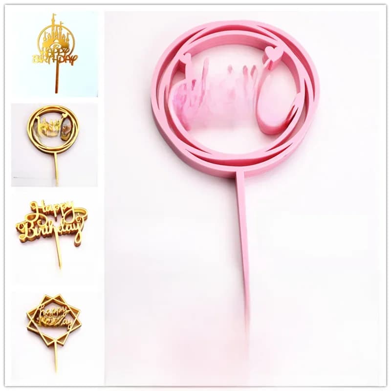 10 Pièces Joyeux Anniversaire Décoration de Gâteau en Acrylique Or Rose pour Garçon et Fille, Fête d'Anniversaire