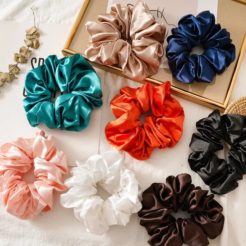 Élastiques à cheveux super larges et lisses, colorés, pour filles, grands chouchous en satin, accessoires pour cheveux 2021 pour femmes