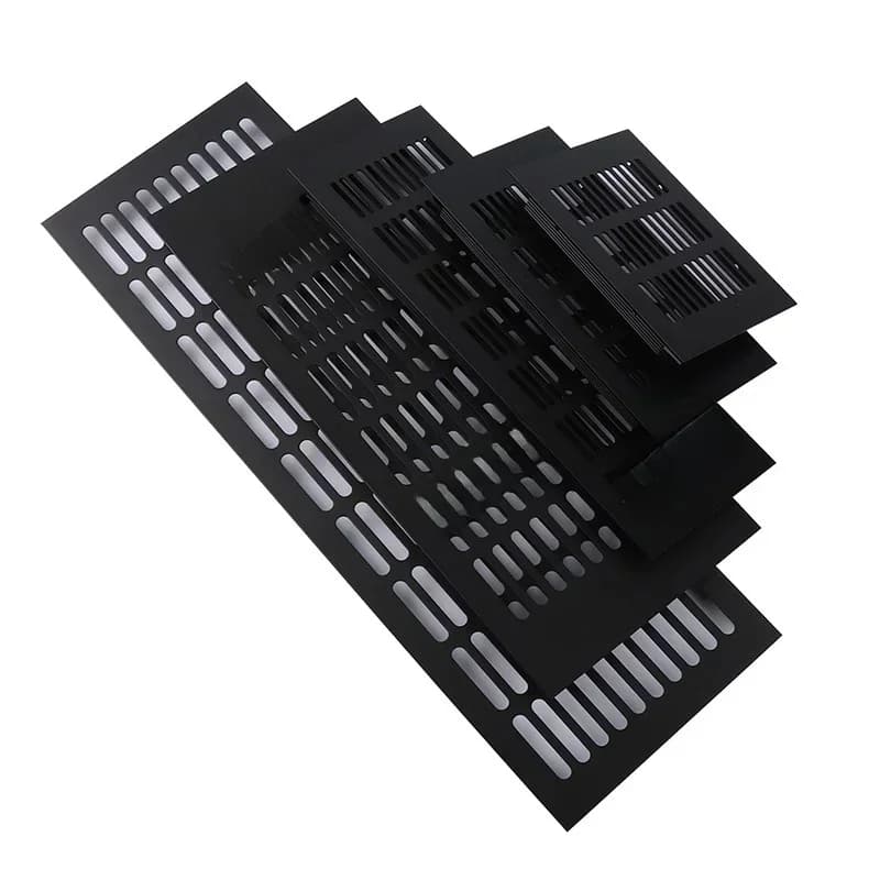 Grille de Ventilation noire en alliage d'aluminium, feuille perforée, pour placard, chaussures, climatiseur, décoration de la maison, trou de couverture, 1 pièce