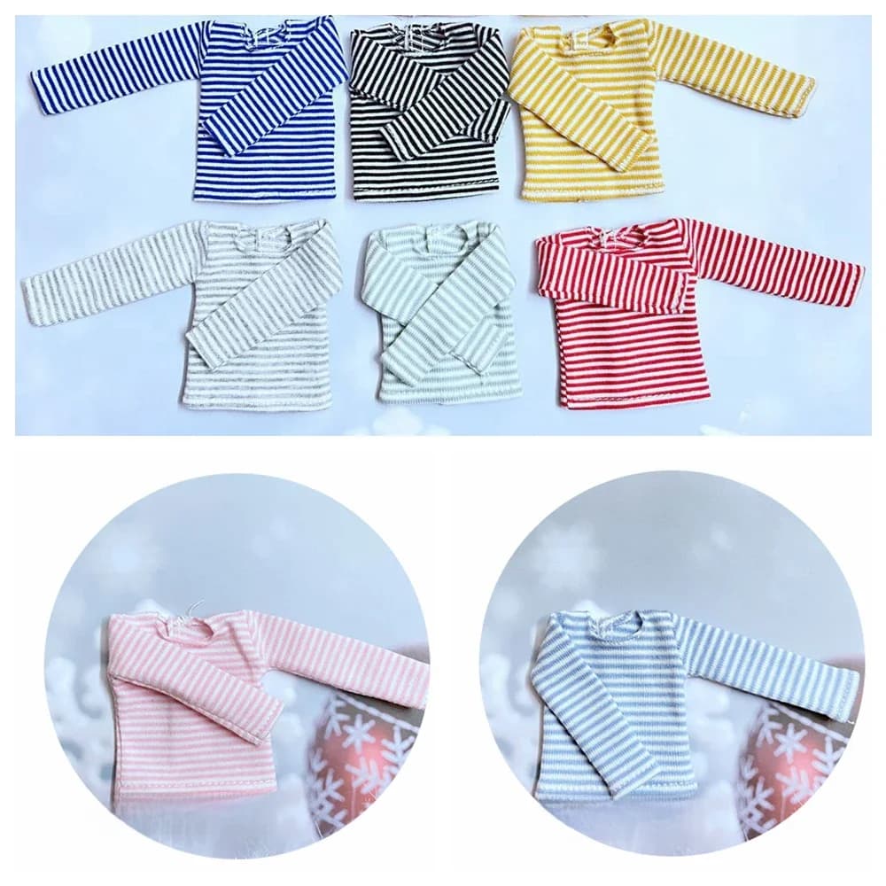 Nouvelles tenues Blyth, t-shirt en coton à rayures, chemise à manches longues pour poupées Pullip Blyth 1/6, accessoires vestimentaires