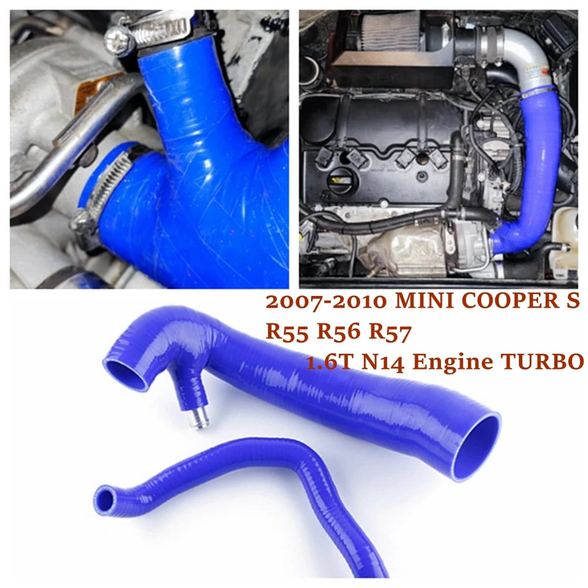Pour Mini Cooper S R56 Clubman R55 R57 R58 R60 1.6T Moteur N14 Tuyaux d'admission d'air de suralimentation de turbo Tuyaux en silicone 1 pièce OU 2 pièces