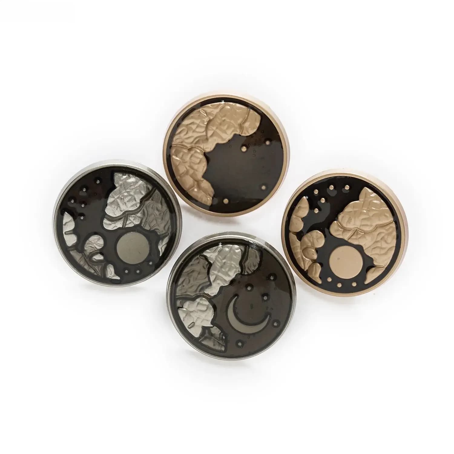 Bouton à tige ronde en métal, 5 pièces, impression soleil lune, couture, Scrapbooking, vêtements de maison, remplacement, artisanat fait à la main, accessoires de décoration