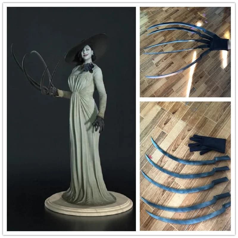 Dimitreescu – griffes de femme avec gants, accessoires de Cosplay de Village maléfique pour femme Vampire Halloween, 50cm de Long