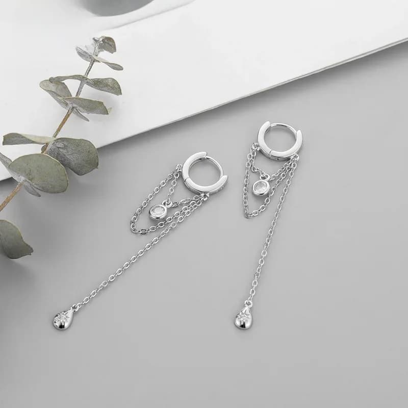 VOQ – boucles d'oreilles longues en forme de goutte d'eau pour femmes, bijoux faits à la main, couleur argent