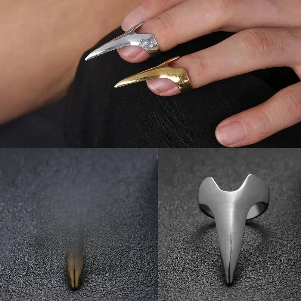 Griffe de doigt Spike Fingertip Nail Ring, Rétro, Punk, Cool, Rock, Gothique, Attention sur les ongles, Bijoux de fête Cosplay, Décoration, Vente en gros, Chaud, 5 pièces