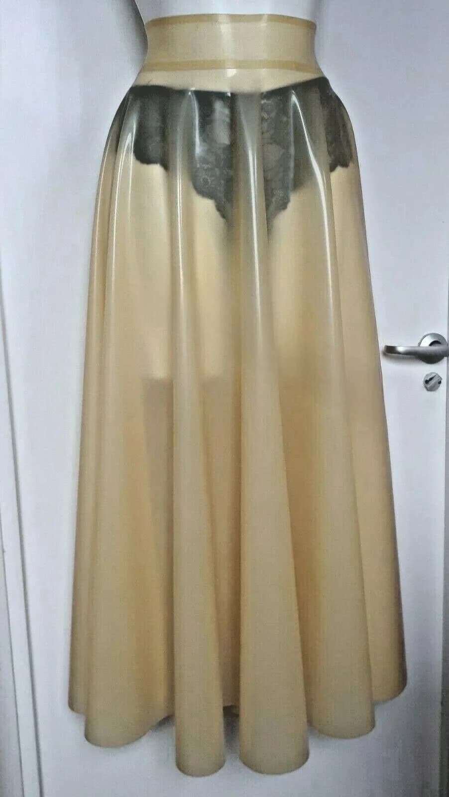 Jupe longue plissée en latex pour femme, caoutchouc naturel, style anglais, sans fermeture éclair, longueur de rinçage, 100%