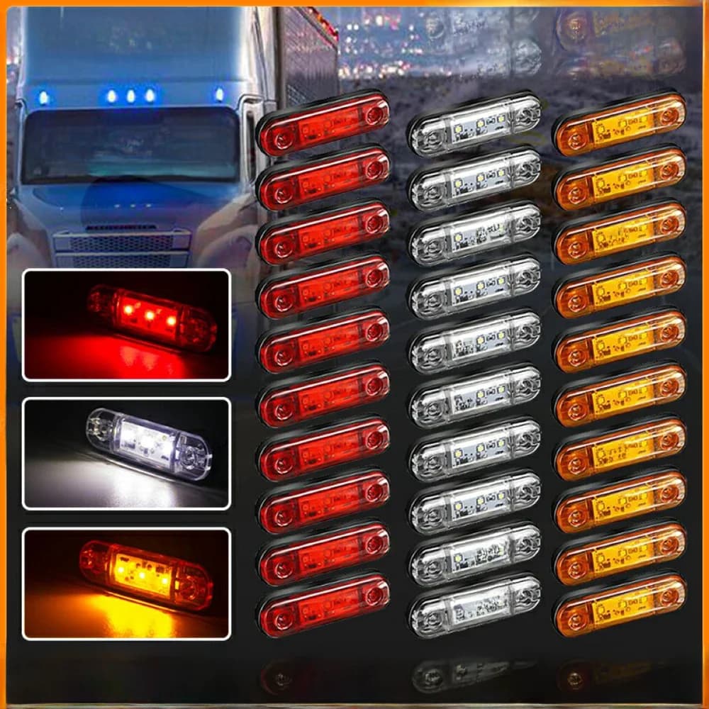 Marqueur latéral externe étanche à 3 LED, lumière iodée, signal de dégagement nar, remorque, camion, voiture, orange, blanc, rouge, 6x, 10x 12V, 24V