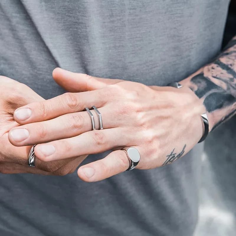 Vnox – chevalière personnalisée pour hommes et femmes, timbre Punk épais, carré et rond, cadeau d'anneaux fraternaux doux Rock