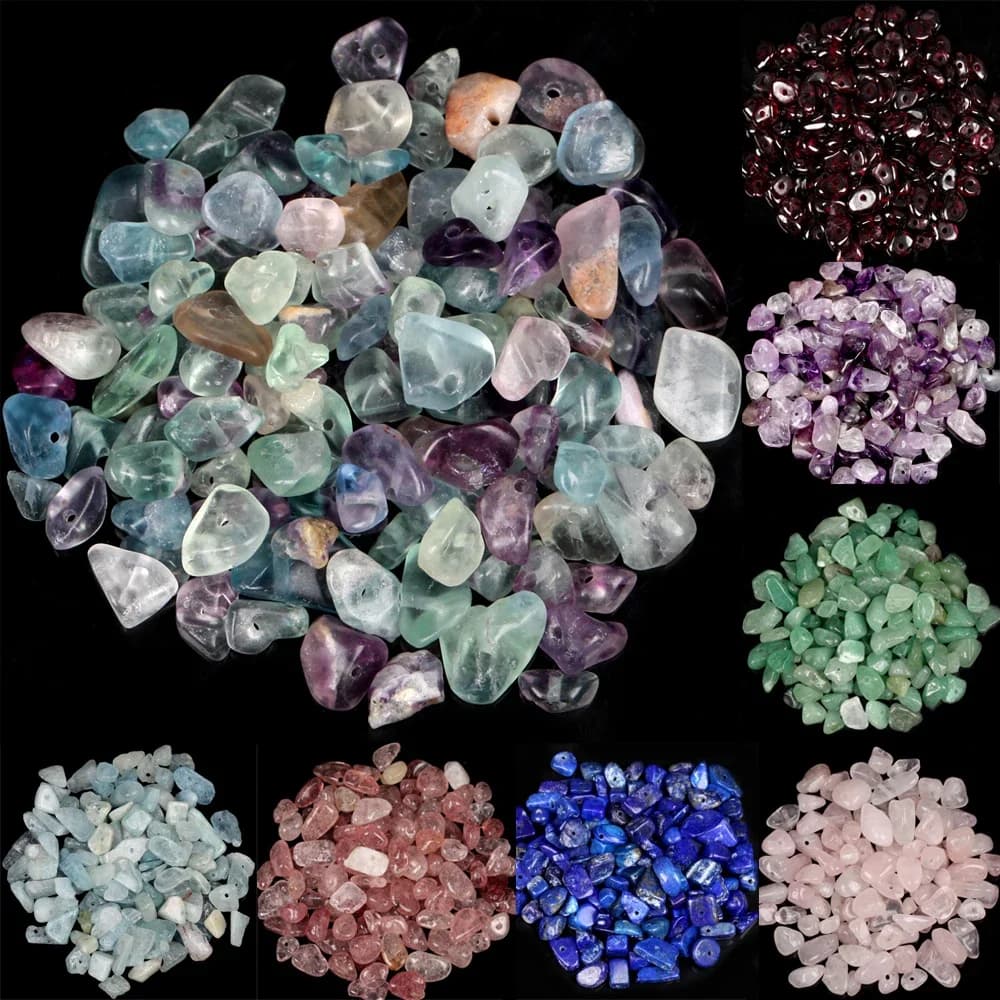 Pierre de gravier naturelle, Fluorite verte irrégulière, améthystes, perles de grenat pour la fabrication de bijoux, accessoires de collier et de bracelet à bricoler soi-même