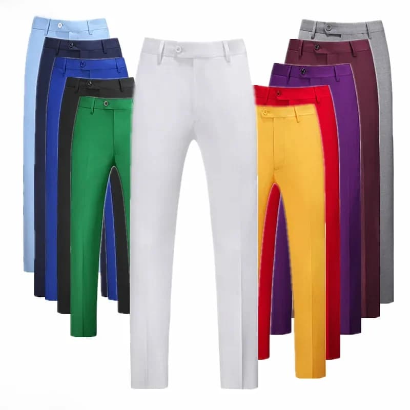 Pantalon de costume bleu pour homme, pantalon de travail élégant rouge pour homme, pantalon décontracté vert et violet pour homme, 17 couleurs, pantalones hombre