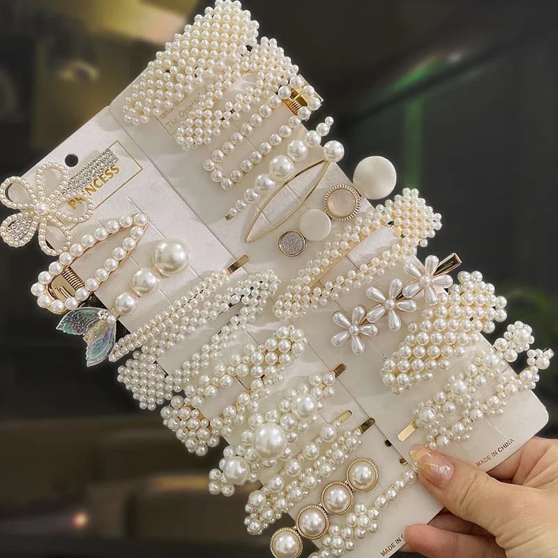 Pinces à cheveux en perles simulées pour femmes, épingles à cheveux coréennes pour filles, Barrettes géométriques, accessoires pour cheveux à la mode