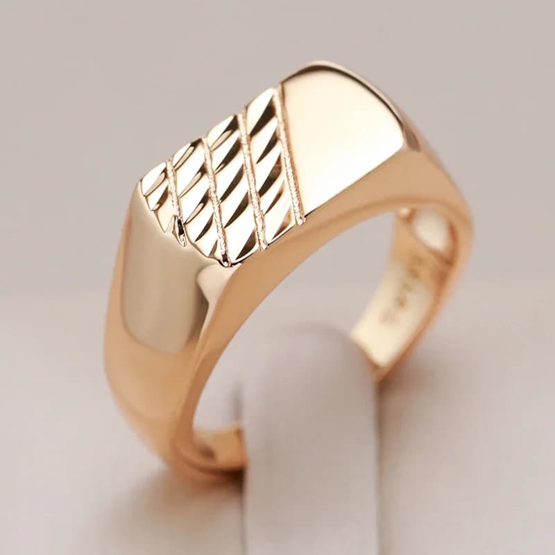 Kinel – bague brillante pour hommes et femmes, couleur or Rose 585, Simple, carrée, haute qualité, bijoux fins quotidiens, tendance