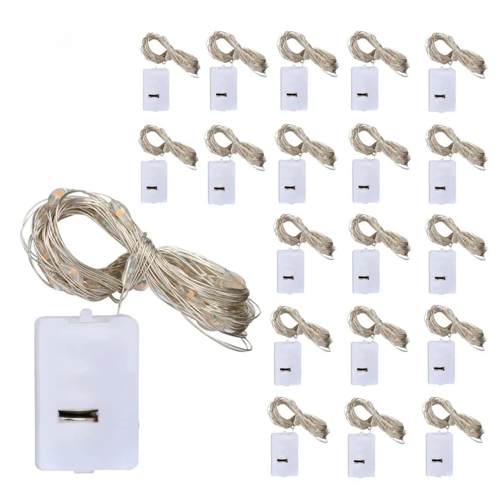 20 pièces Mini LED guirlandes lumineuses 2m 20LED étanche fée lumières 3 Modes alimenté par batterie pour bricolage noël nouvel an décoration de la maison