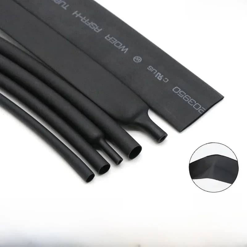 Tube thermorétractable sans colle, 1M de diamètre 1.5 ~ 50mm, rapport 3:1, enveloppe de fil étanche, manchon de câble isolé doublé noir