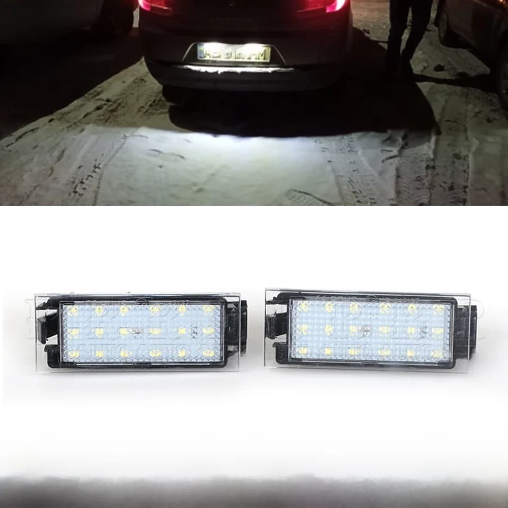 R-Auto 2 pièces LED numéro arrière de voiture plaque d'immatriculation lumière lampe style de voiture pour Renault Megane 2 Clio 3 Laguna 2 Flence 8200480127