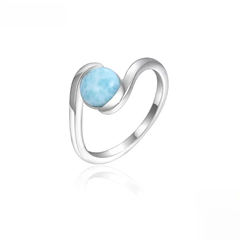 Bague Larimar en argent regardé 925 avec pierres précieuses naturelles pour femme, bijoux féminins simples classiques, design géométrique, style cour, rencontres