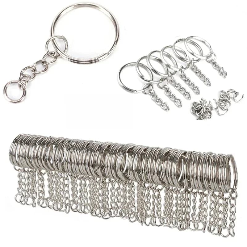 Argent plaqué métal blanc porte-clés porte-clés breloques anneau fendu porte-clés porte-clés lien anneaux femmes hommes bricolage porte-clés accessoires