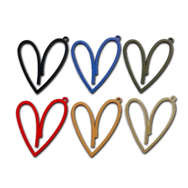 Multicolores coeur Eardrop Simple métal bricolage matériel pendentif collier boucle d'oreille breloques fabrication de bijoux fournitures composant 8 pièces