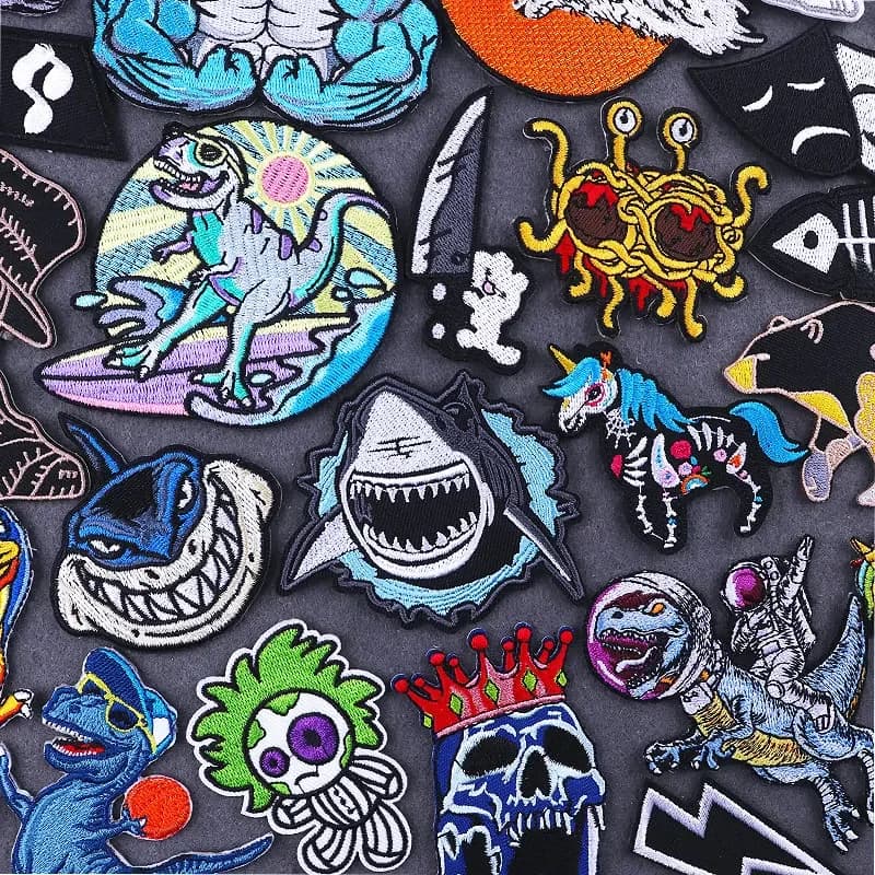 PUNK Animal requin bricolage patchs fusibles pour vêtements fer sur Patch brodé pour vêtements dinosaure ours autocollants sur Badges de veste