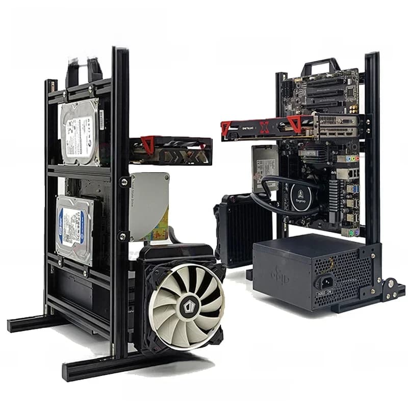 Boîtier d'ordinateur de jeu vertical en aluminium, cadre ouvert pour ordinateur DIY, ATX/ ITX/MATX, refroidisseur d'eau et d'air
