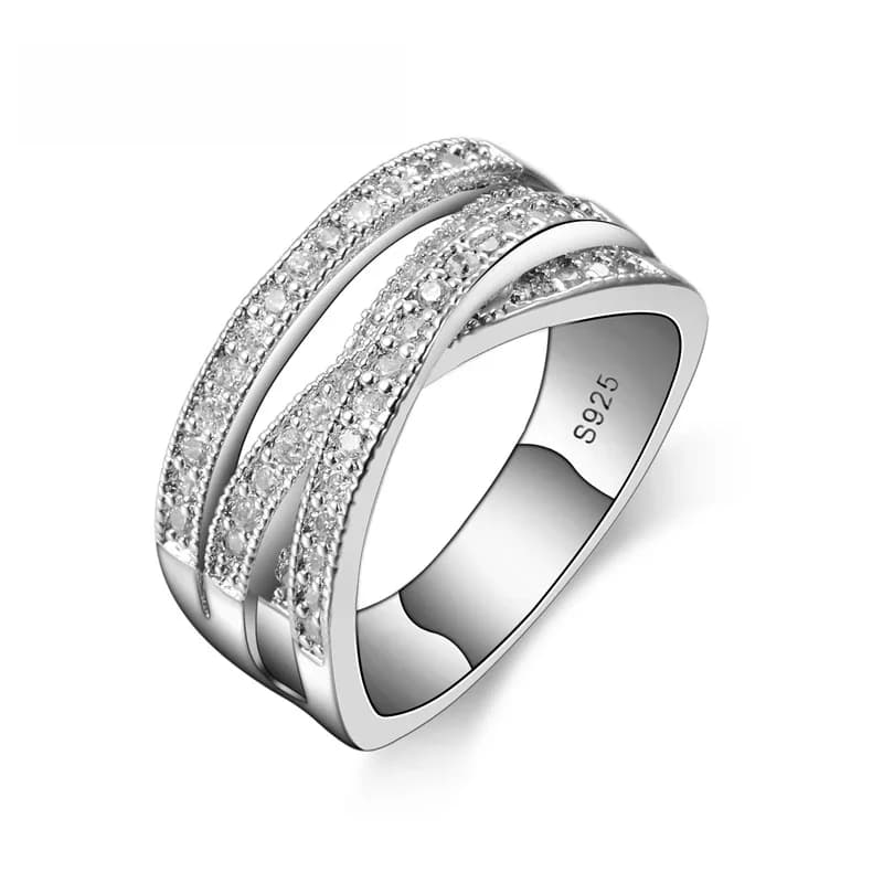 Meilleures ventes, grandes tailles 5-13, bagues pour femmes et hommes, argent sterling 925 pur, cristal autrichien, bijoux unisexes pour mariage, fête, cadeau