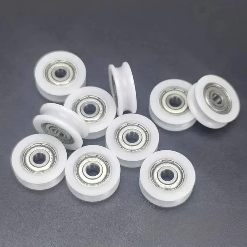 10 rouleaux à gorge en U en POM recouvert de nylon, roulements à gorge profonde 604zz 624zz 695zz 625z pour applications de mouvement fluide