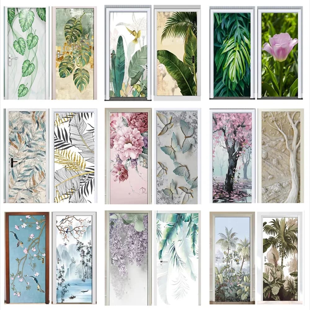 Style nordique plante décoration murale autocollant bricolage fleurs feuilles de palmier tropicales Stickers muraux Art moderne vinyle décalcomanie murale