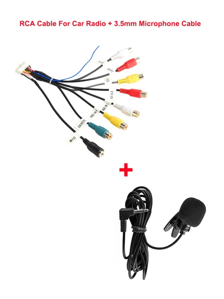 ESSGOO autoradio 3.5mm Microphone caisson de basses fils micro 20 broches câble RCA pour Android stéréo sortie caisson de basses Kit