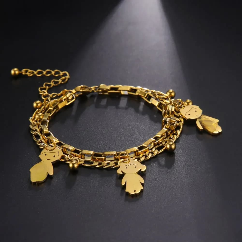 Bracelet personnalisé pour couple, garçon et fille, cadeau pour femmes et hommes, gravure personnalisée du nom, père, mère, enfant, famille, bijoux en acier inoxydable