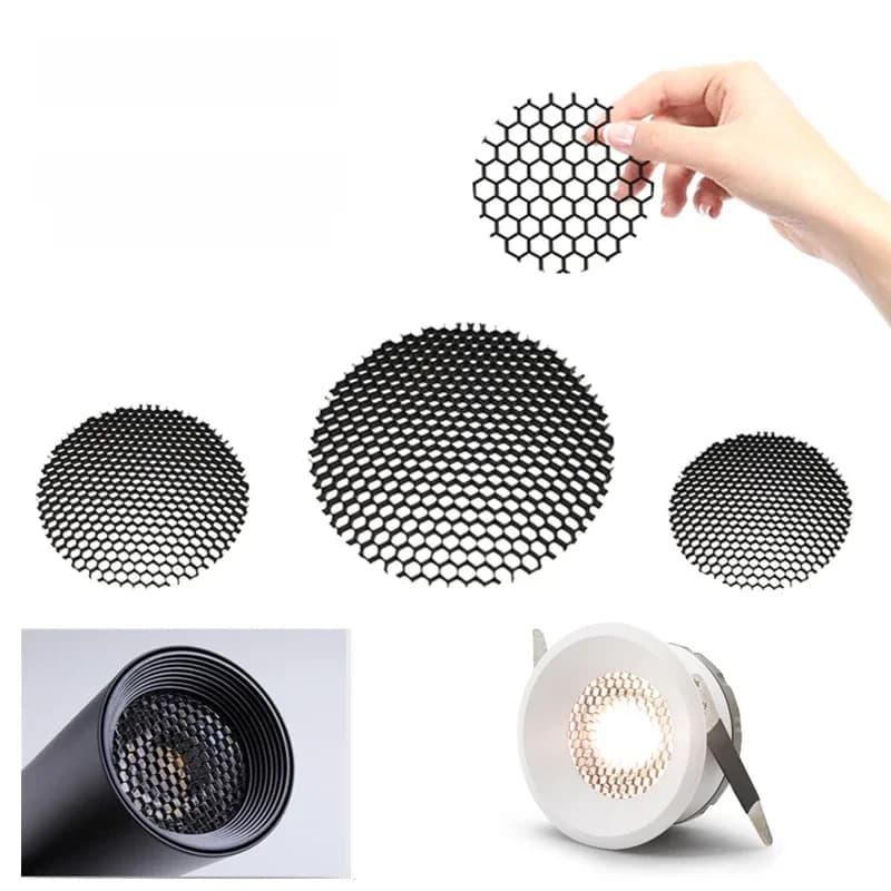 LED Downlight Anti-éblouissement nid d'abeille maille couverture piste lumière projecteur lumière douce en aluminium rond Anti-éblouissement gril ombre Hoo