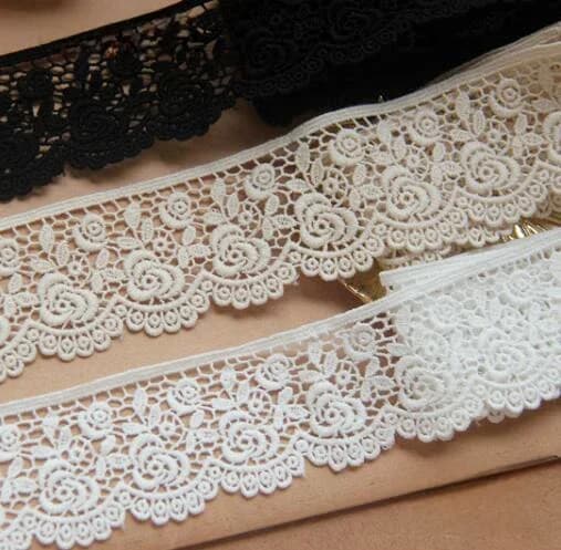 Largeur : 4,5 cm (1,80') Bordure en dentelle de coton rose rétro brodée purement, décoration en dentelle, fil pour jupe, rideau (ss-2021)