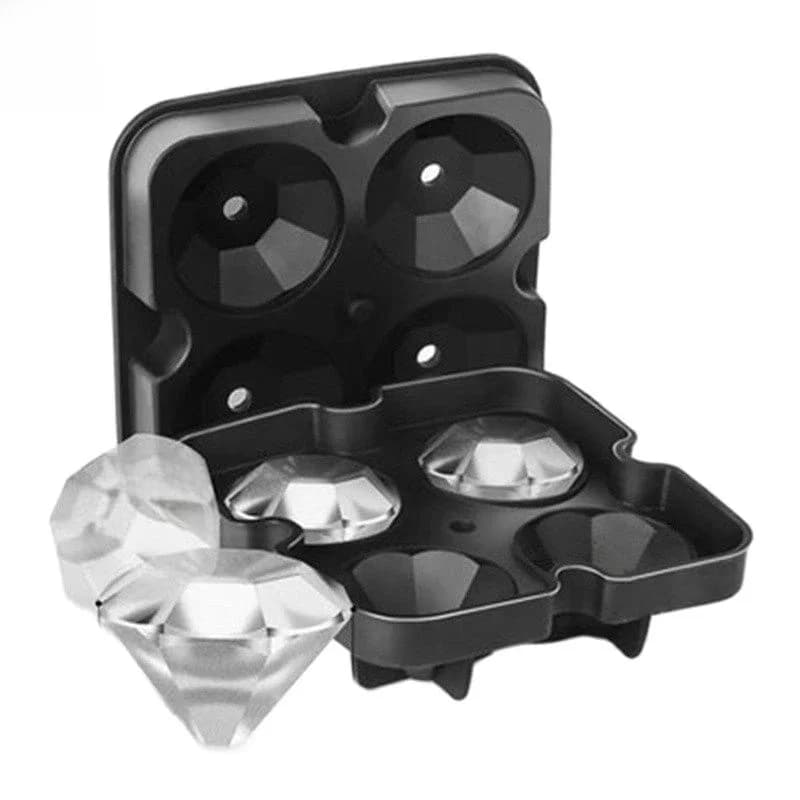 moule a glacon glacon moule caoutchouc diamant Alligator noir 4 paquets Bar personnalisé plateau à glaçons pour Cocktail Ice Mold Silicone Accessories